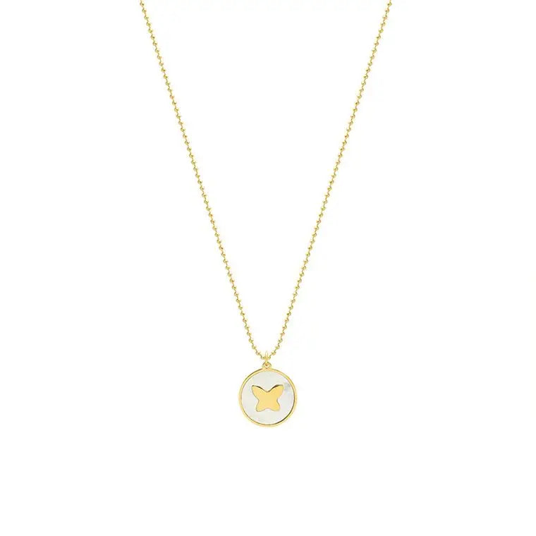 New 18K Gold Stainless Steel Beads Link Chain Necklace Sea Shell Heart Butterfly Star Mother Pearl Pendant for Women for Wedding