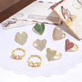 RM1554 Chic 18K Gold Pink Green Clear Diamond CZ Heart Stacking Rings Engagement Ring Gift for Her