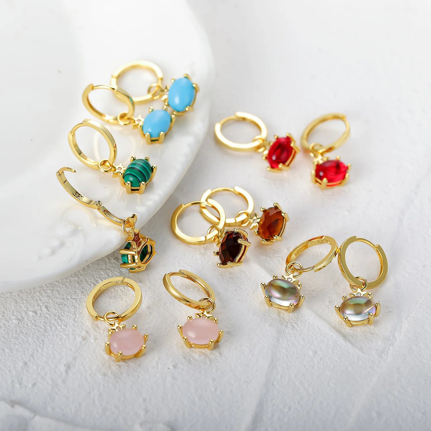 925 Sterling Silver Earrings Turquoise Stones Earrings Gemstone Stone Crystal Colorful Stone Sweet Sterling Silver Earrings