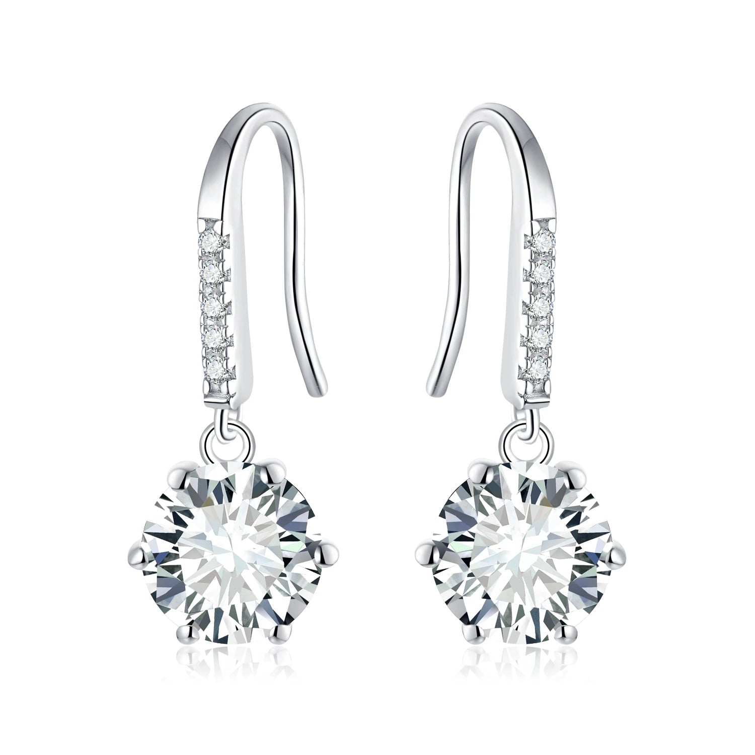 1CT 6.5mm Moissanite Earring New Design Round Cut Moissanite 14k Gold PlatedJewelry Women Earrings 925