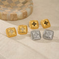 Dazan New HOT 18k Gold Plated Stainless Steel French Bread Star Iced Out Brown Zircon Pendant Necklace Earrings Luxury Gift Set
