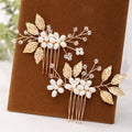 Fashionable Gold Metal Leaves Hair Comb Customized Design Wedding Accessories Daily Jewelry Handmade Bridal Pearl Hair Comb