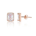 925 Silver Wholesale Fine Jewelry Earrings Geometric Square Zircon Versatile Rose Gold Stud Earrings