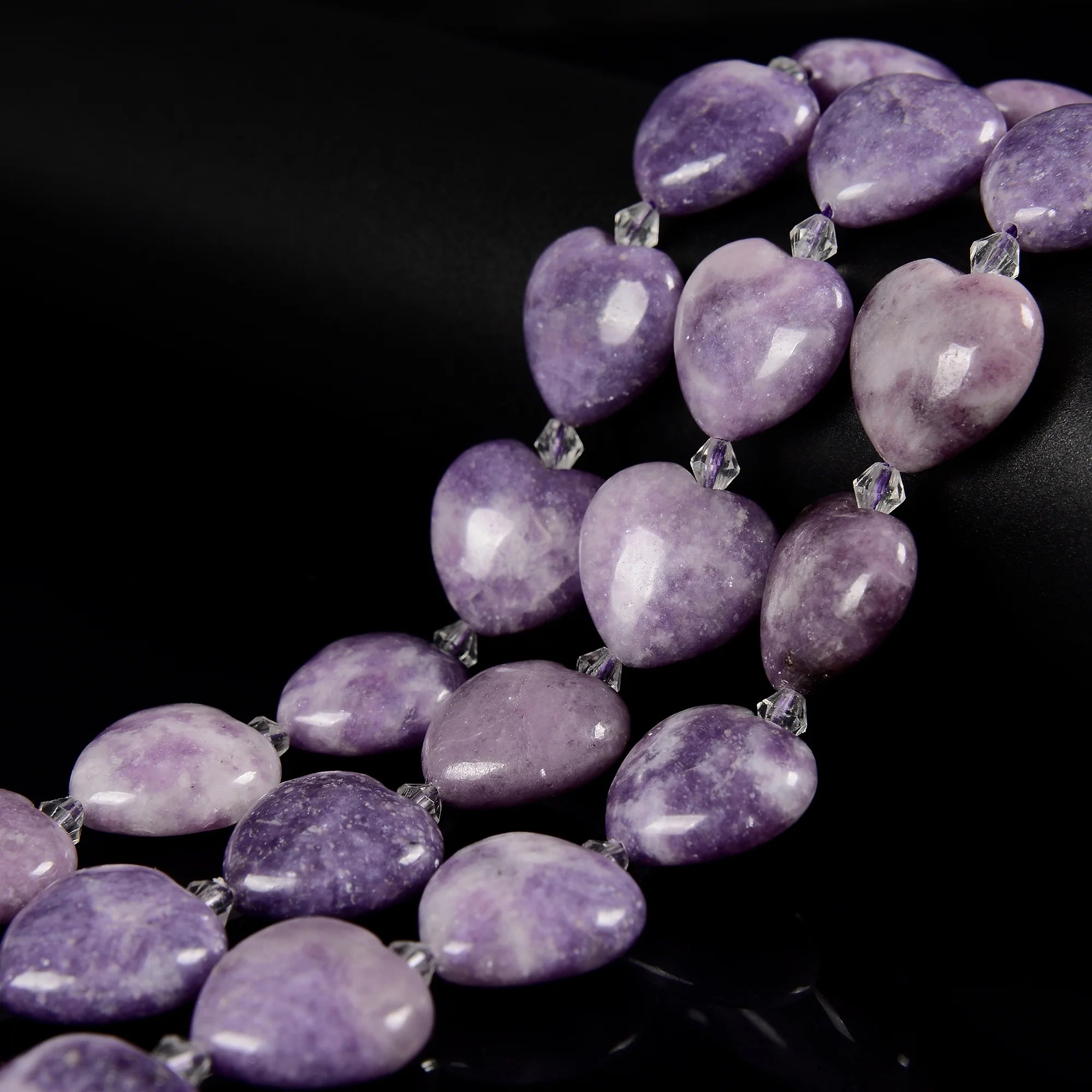 20mm Natural Lepidolite Red Jasper Aventurine Clear Quartz Stone Heart Shape Gemstone Beads for Jewelry Making Pendant Bracelet