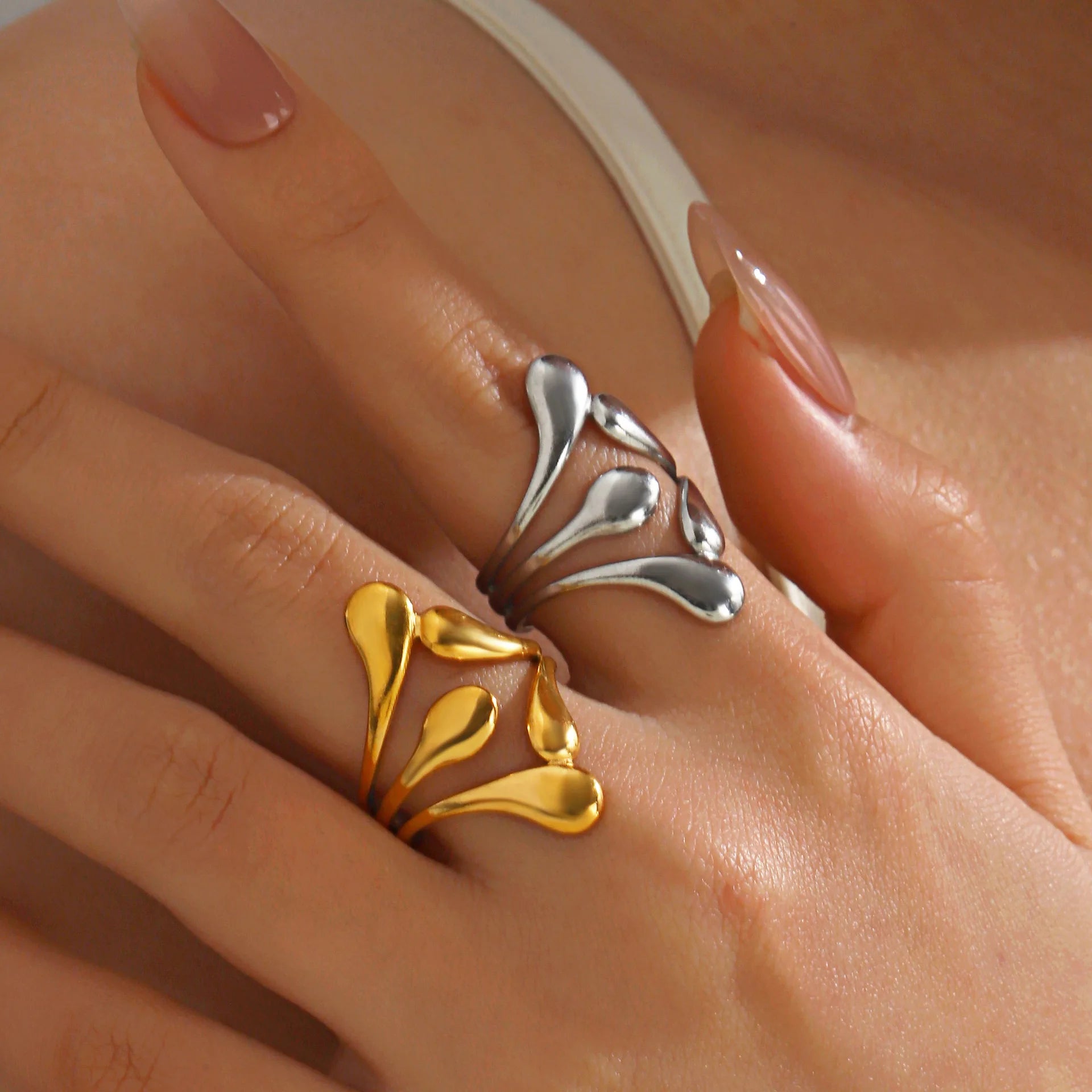 Women Hypoallergenic Stainless Steel Pvd Plating Jewelry Opening Waterproof Rings