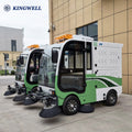 Automatic Four Wheel Steering Road Sweeper Cleaning Machine Electric Fuel  Car Enclosed Cab Floor Sweeper Street Cleaning