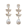 Unique Vintage Baroque Pearl Dangle Stud Earrings 14K 18K Gold Plated Jewelry for Women Bride