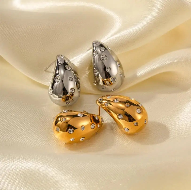 Earrings18K Gold Plated Stainless Steel Inset Zircon Earrings INS Women's Fashion Earrings Jewelry Wholesale Waterproof Jewelry