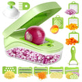 17in1 Stainless Steel Manual Multifunctional Food Cutter Mini Kitchen Tool Cutting Fruits Onions Veggies Garlic Lemon Shredding