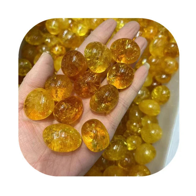Bulk Gemstones Wholesale 20-30mm Premium Semi Precious Polished Stones Gold Citrine Crystal Tumbled Stones for Decor