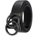 Hot Selling Automatic Mens Belts Genuine Leather Luxury Double Ring Buckle Ratchet Belt for Men Adjustable No-Hole Dress Belt