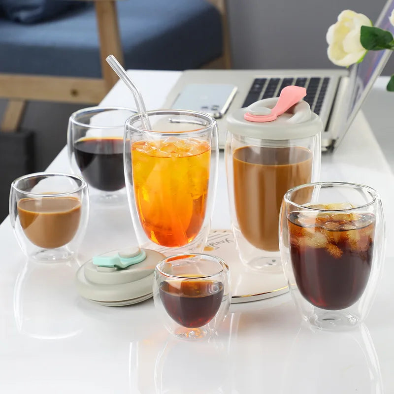 Clear Borosilicate Glass Mug for Serving Latte Premium Glass Drinkware