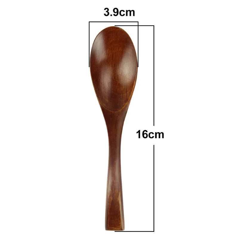 Korean Modern Mirror Polish Small Size Disposable Curved Long Handle Nanmu Wood Eco-Friendly Soup Spoons for Kitchen Cooking