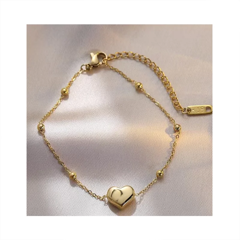 Women's Trendy 18K Gold Plated Stainless Steel Geometric Charm Bracelet Romantic Gift Jewelry