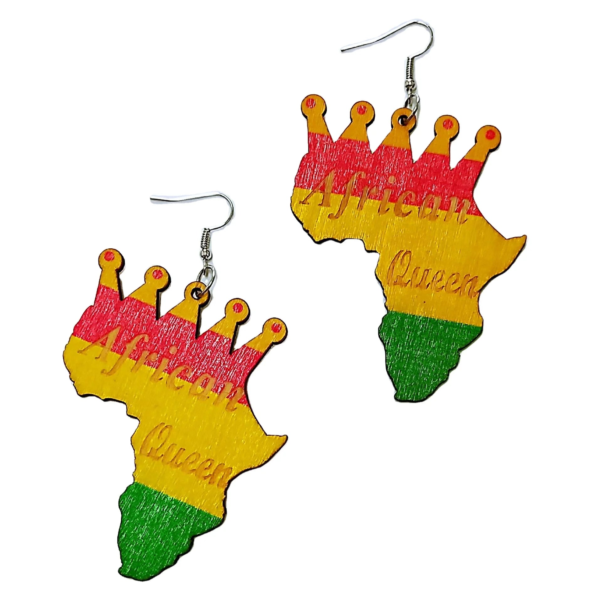 Women Girls 75 MM Exaggerated African Map Queen Crown Earrings