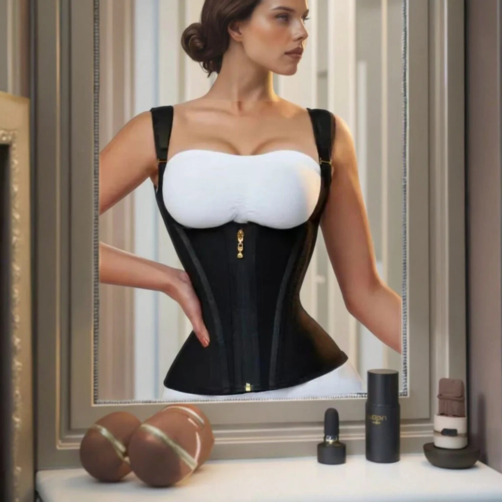 Women's XL Body Shapewear Firm Control Waist Trainer Vest with Zipper Steel Bone and Hook Decorations for Weight Loss