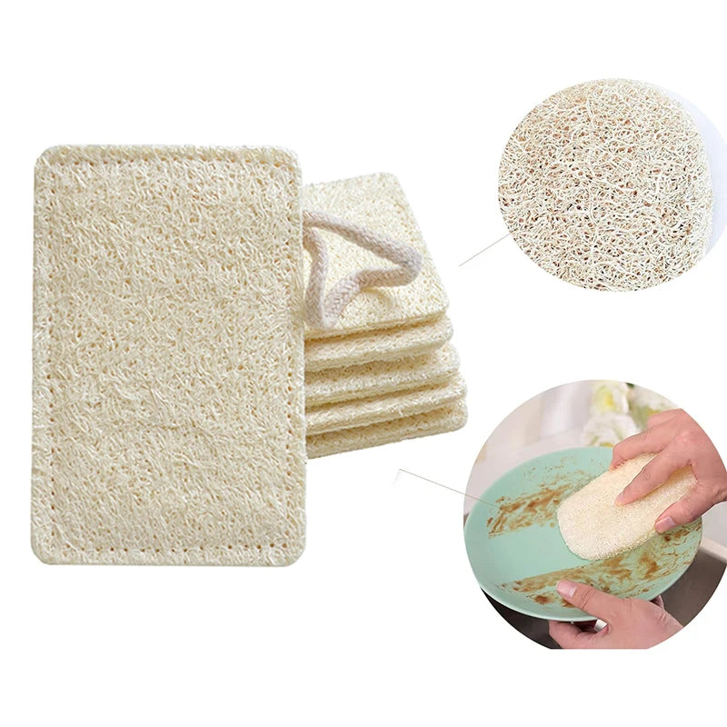 Biodegradable Compostable Eco-Friendly All-Purpose Household Natural Loofah Kitchen Dishwashing Sponges Pad Utensils Scrubber