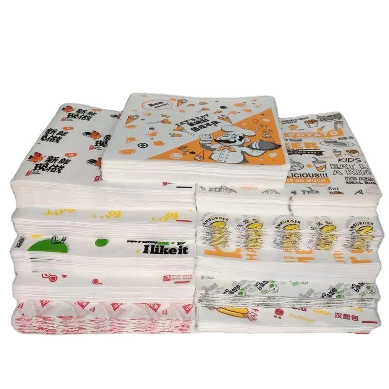 Printed Disposable Greaseproof Sandwich Wrap Wrapping Burger Paper