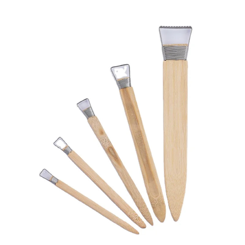 5pcs/ Sets Bamboo Knife With Teeth Pottery Tools Kneading Pottery Clay Tools Pottery Clay Modelling Tools