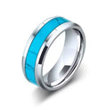 Wholesale Fashionable Male Titanium Steel Stainless Steel Ring Handsome Shell Turquoise Patch Drops Oil Ring Popular Explosive