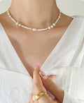 2022 Fashion New Stainless Steel 18K Gold Texture Light Luxury Exquisite Glass Bead Freshwater Pearl Bohemian Beaded Necklace