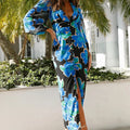2024 European and American Women's New Print Fashion Casual Dress Long Dress