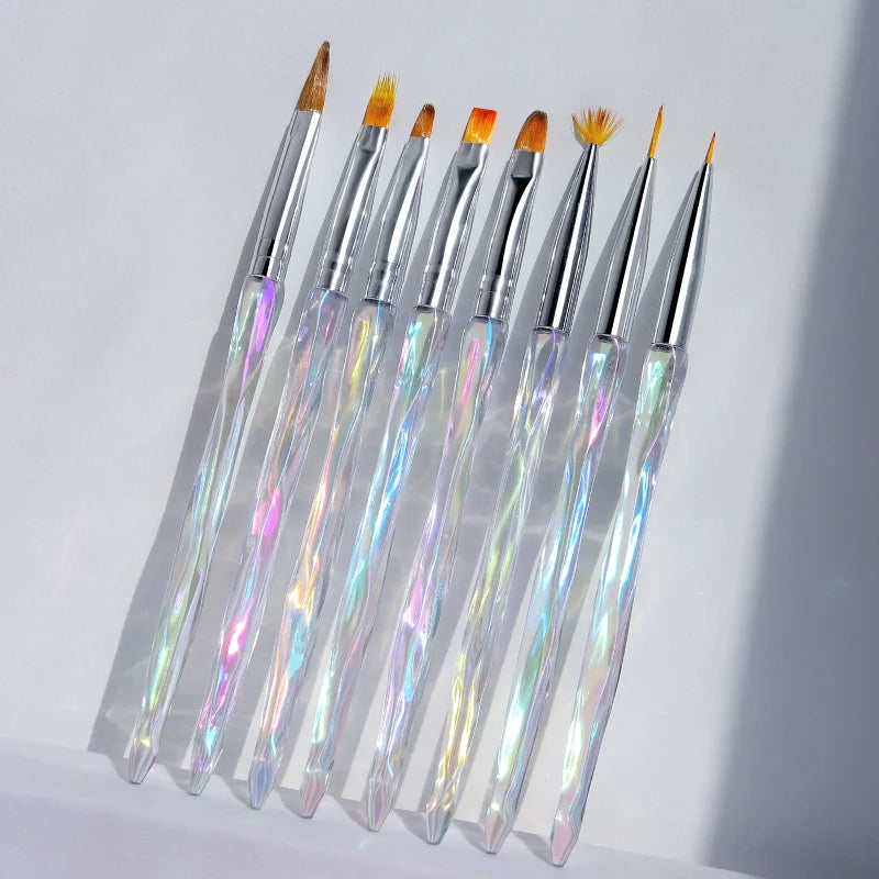 High Quality Japanese Gradient Nail Art Brushes Set 8-Piece Clear Smudge Kolinsky Nail Brush Made From Durable Nylon