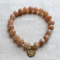 WMB44249 Natural Sunstone Mala Bracelet North Star Charm Gold Plated Reiki Healing Yoga Jewelry Gift for Women Wholesale