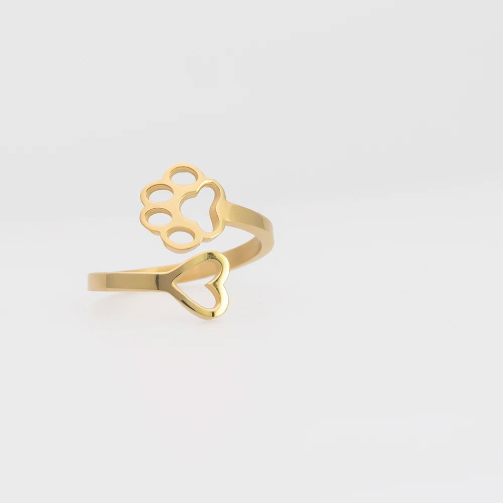 Heart Ring Anillos De Acero Inoxidable Dog Paw Rings Bijoux Accessories Minimalist Ring Joyas Acero Quirurgico En China