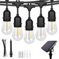 Commercial Grade Waterproof 10m Outdoor Solar String Lights with S14 LED Bulbs Festoon Garden Lighting for Patio and Backyard