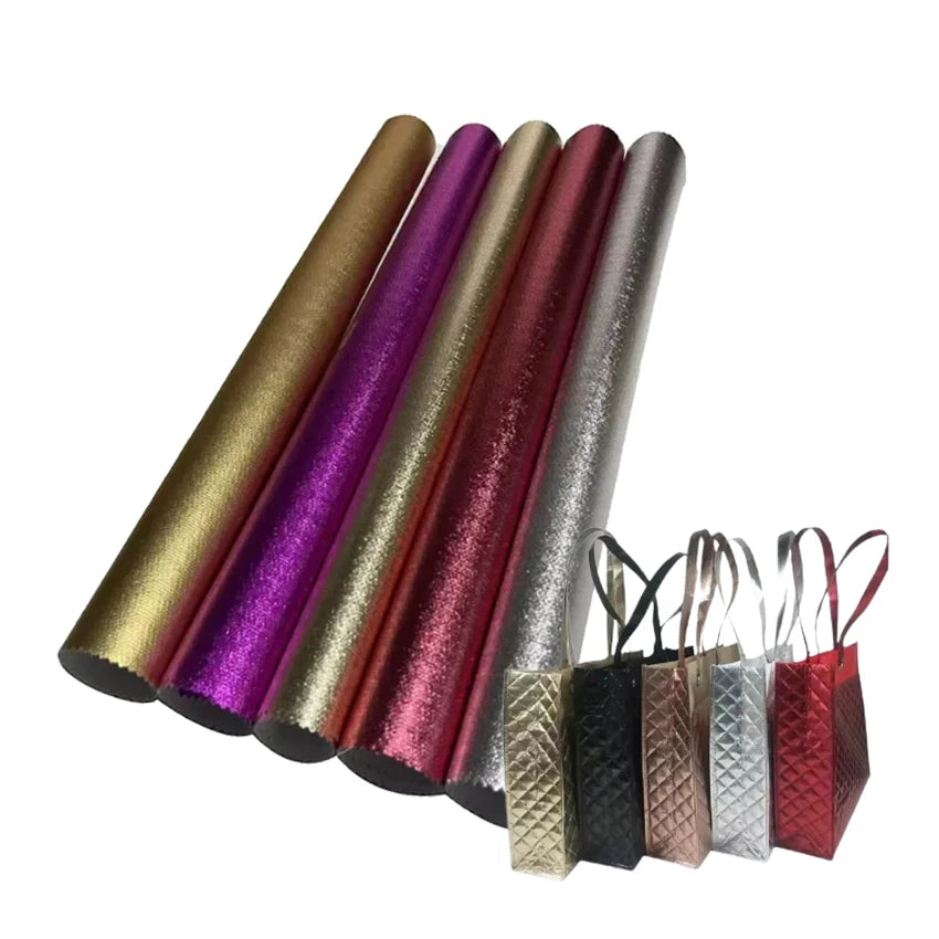 Custom Gold/Silver Metallic Laminated Eco-Friendly Waterproof Fusible Nonwoven Fabric Plain Lightweight Raw Materials for