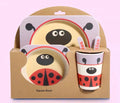 Dinnerware Tableware 5 Pcs Modern Kids Bamboo Tableware Nordic Party Feeding Bamboo Fiber Dinnerware Sets