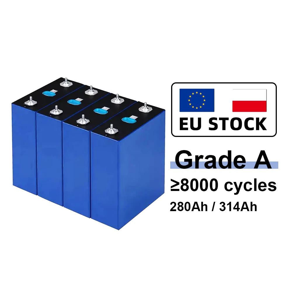DIY EU Stock Grade-A 8000 Cycles Lifepo4 3.2V 280Ah 314Ah Lifepo4 Battery Cell Lithium Battery Kit