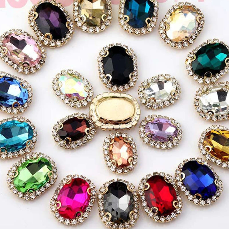 13*18mm Oval Circle Stone Surrounding Dress Rhinestones   Claw Setting Glass Crystal Rhinestone Bulk