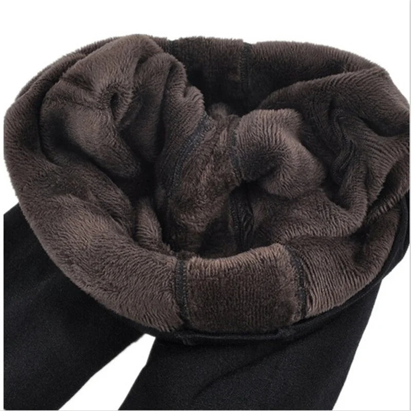 Women's Winter Thick High Waist Breathable Knitted Fleece Lined Warm Tight Leggings