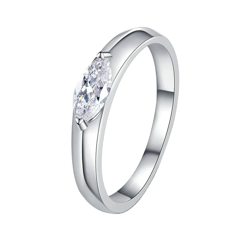 Marquise Cut 925 Sterling Silver Diamond Moissanite Ring 0.5Carat Engagement Rings for Women Sparkling Gemstone Party Rings