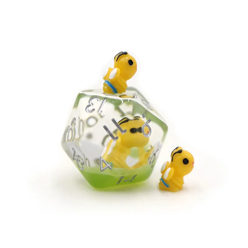 New Arrivals Custom 7 Piece Polyhedral Dice Clear Set Rpg Dnd Yellow Bee Dice