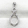 Sterling Silver 10*13mm Semi Mount Pendant Empty Frame Blank Support Setting S925 Base Holder Without Center Stone for DIY Inlay
