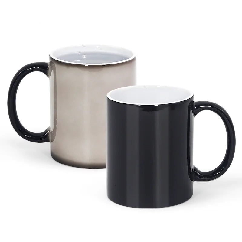 IN STOCK 11oz Hot Water Color Changed Sublimation Mugs DIY Blanks Coffee Milk Tea Ceramic Mug for Heat Transfer Pressing