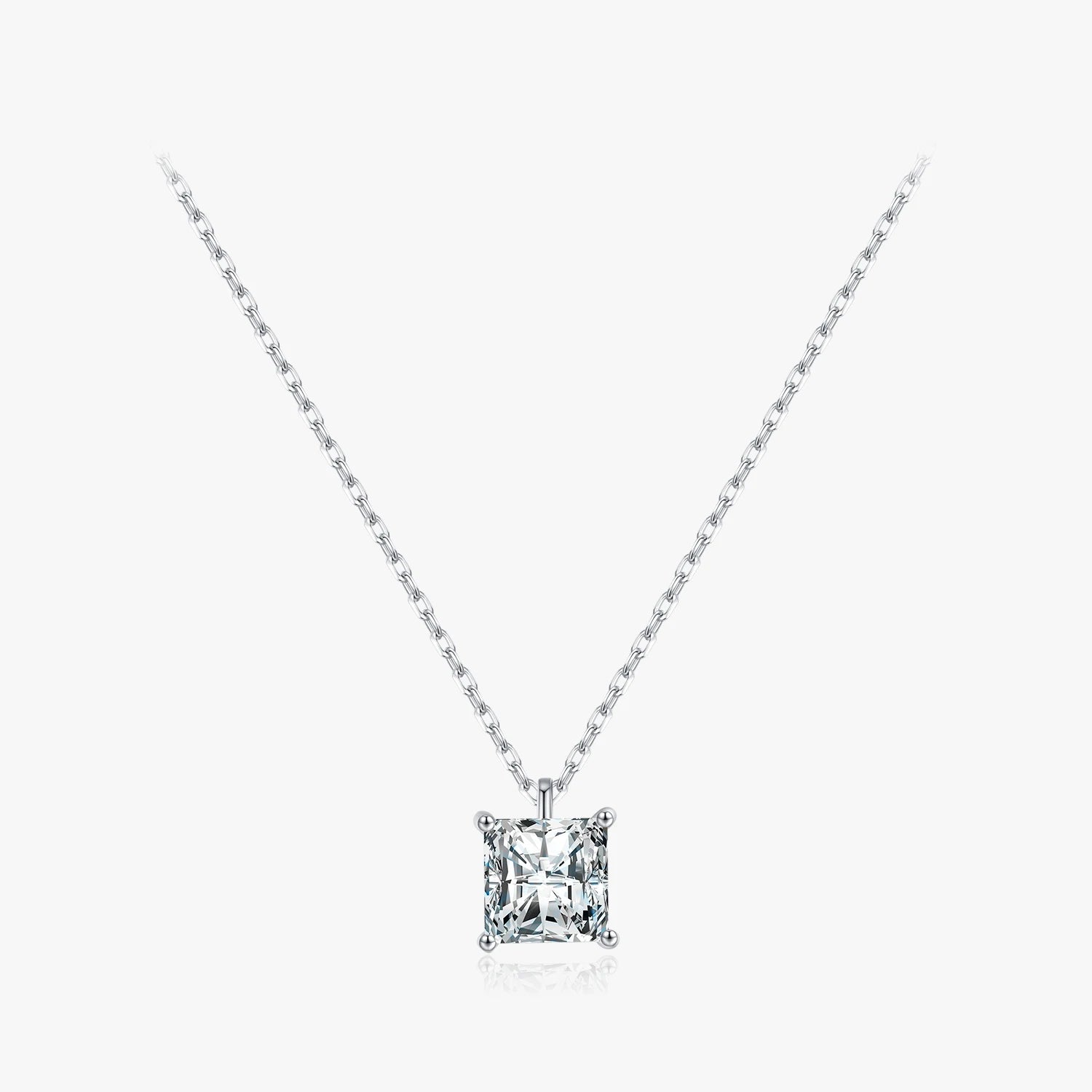 925 Sterling Silver Platinum Plated Neck Chain for Women Wedding Fine Jewelry Princess Cut Sparkling AAAAA CZ Pendant Necklace