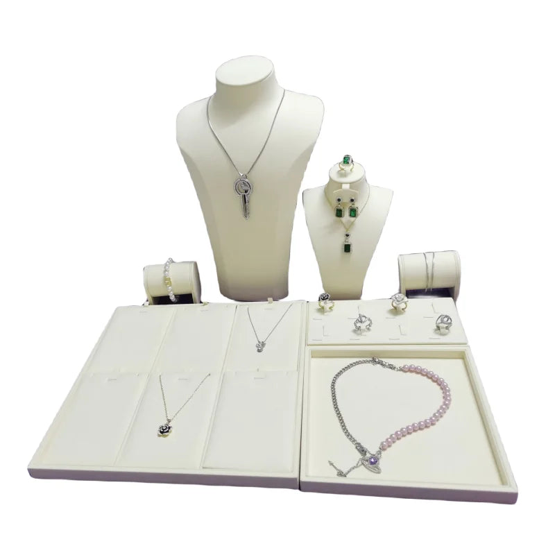 Custom Combination Fancy Blue Jewelry Display Stands Fashion Fine Jewellery Metal Jewelry Set Display Props