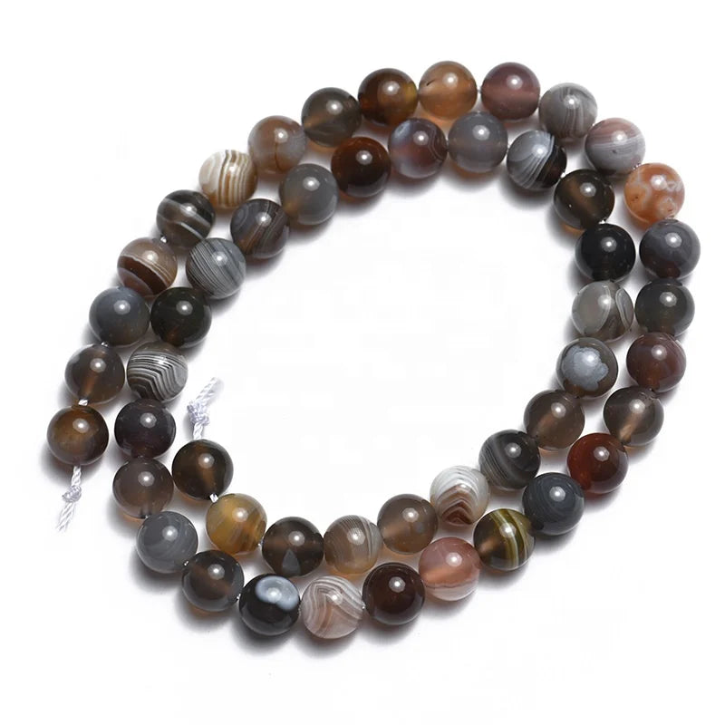 Natural AA Botswana Agate for Jewelry Making Crafts Botswana Agate Smooth Round Loose Beads 15.5"