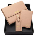 Company Events Wedding Personalized Fashionable PU Leather Luggage Tag Passport Holder Custom Travel Wallet Gift Sets for Women