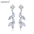 LUOTEEMI Woman Fashion Earing Trend 2025 Simple Art Stone Crystal Trendy Trending Luxury Leaf Shape Earrings
