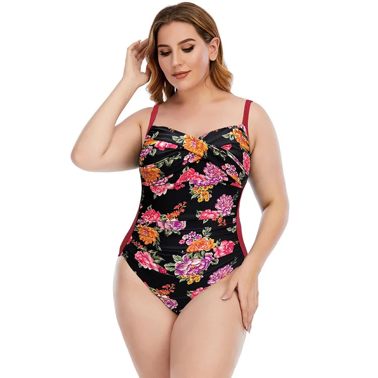 2021 New Floral Print Swimsuit One Piece Bikini Plus Size Swimwear