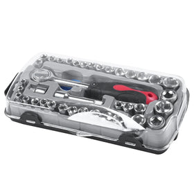40Pcs T Shape Car Repair Tool Socket Set Anti-Corrosion Ratchet Wrench Combination Tools for Auto Repair With Carrying Box Kit