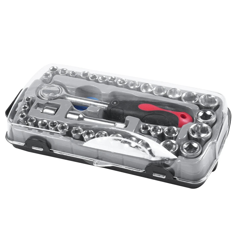 40Pcs T Shape Car Repair Tool Socket Set Anti-Corrosion Ratchet Wrench Combination Tools for Auto Repair With Carrying Box Kit