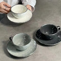 Nordic Light Luxury Afternoon Tea Cup Set Ceramic Cup and Saucer Electroplated Silver Edge Coffee Cup and Saucer Set Wholesale