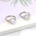 Natural Rainbow Moonstone Crystal Gem Stone Exquisite 6*10mm Brass Oval Crystal Gemstone Ring