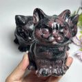 Wholesale Natural Crystal Craft Animals Hand Carvings Garnet Cats Carvings for Sale